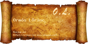 Ormós Lőrinc névjegykártya